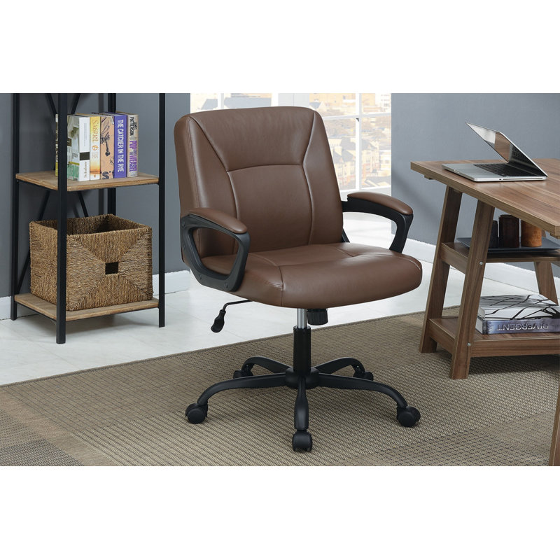 Chaise de bureau réglable en hauteur à roulettes, Brun