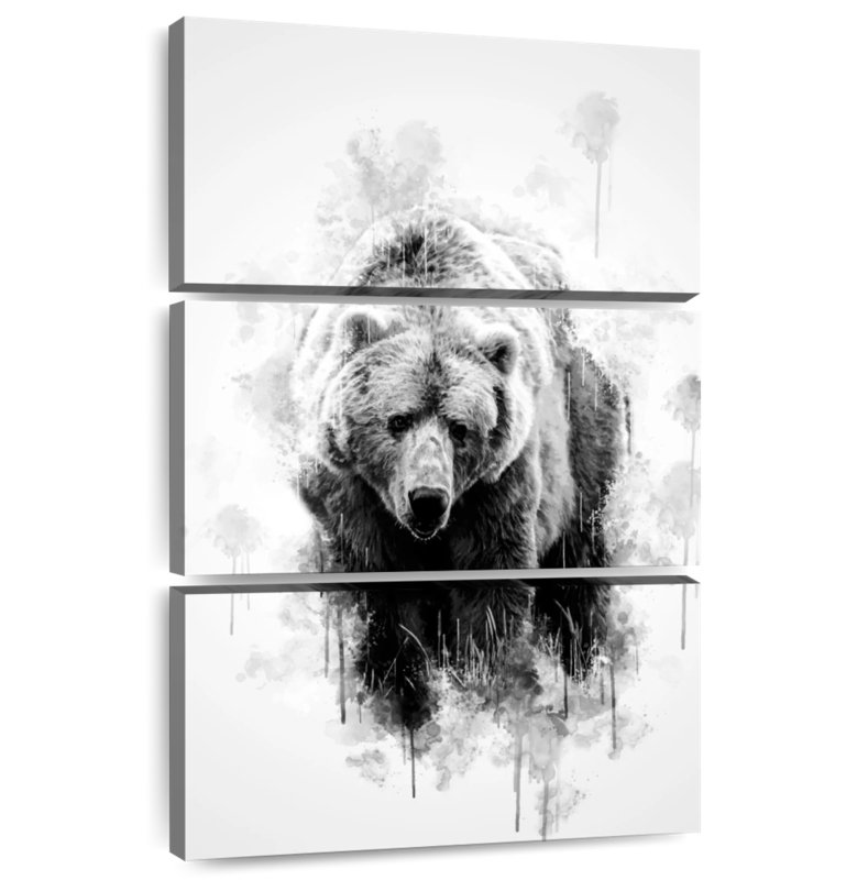 Brampt Brown Bear Black And White, 74" H x 48" W