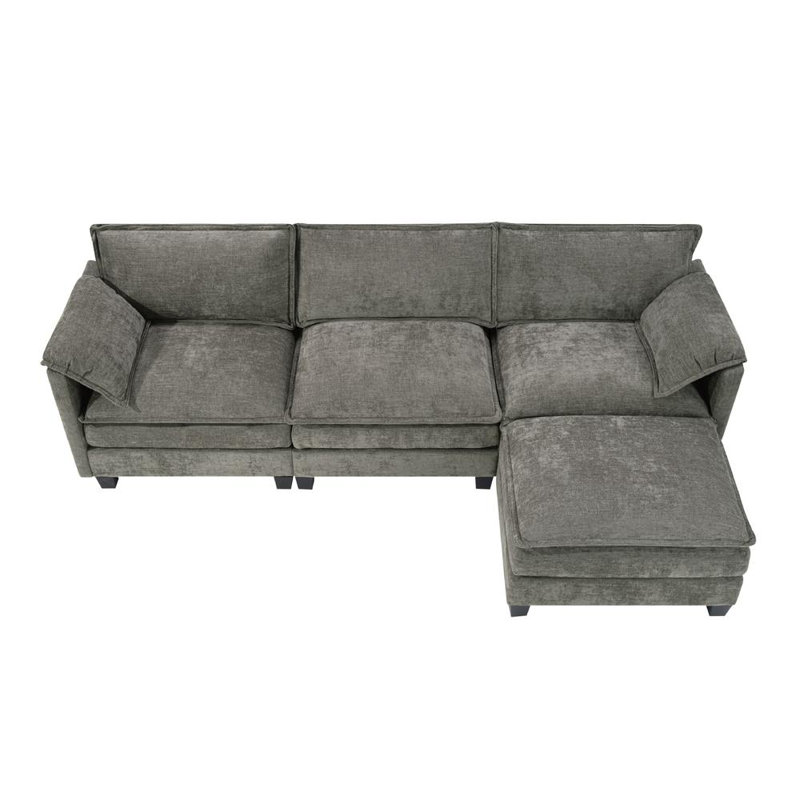 107” L-Shaped Sectional Sleeper Sofa With Hidden Storage, Aqua French Bulldog Corduroy