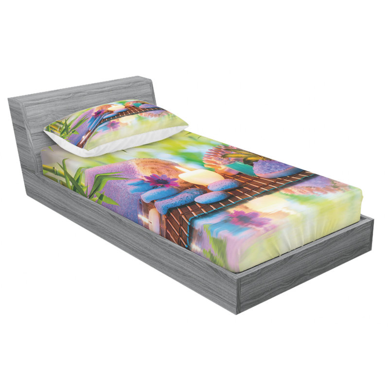 Microfiber Floral Sheet Set, Twin XL Sheet Set with Fitted Sheet