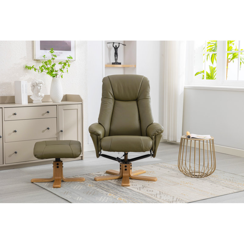 Asawer 76cm Wide Swivel Standard Recliner, Olive Green