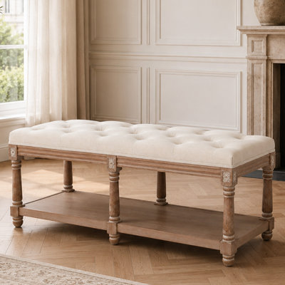 Linen Upholstered Storage Bench