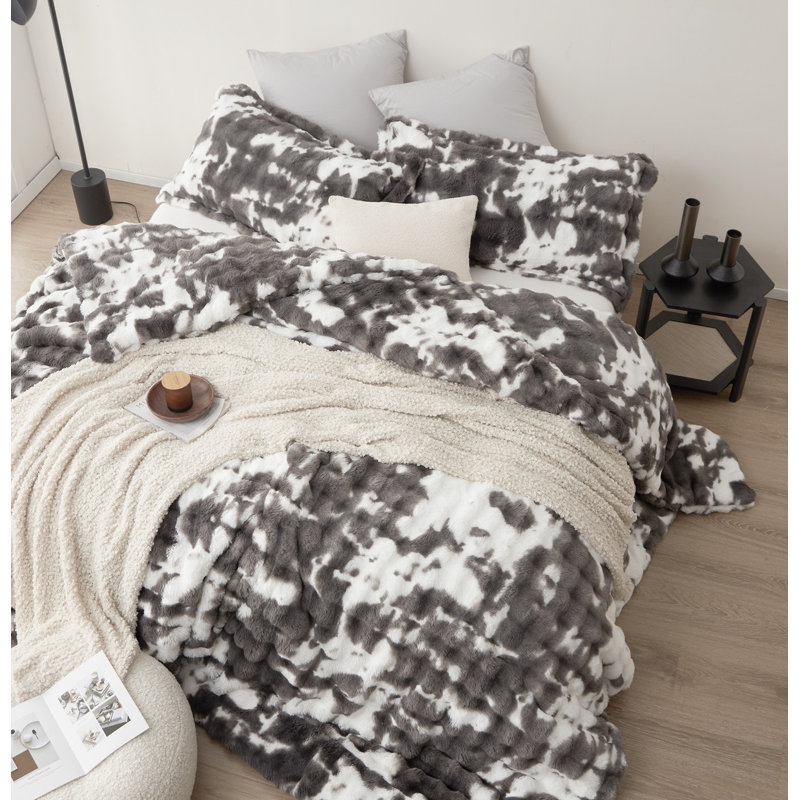 Chunky Bunny Spotty - Coma Inducer Oversized Comforter Set, Édredon pour grand lit + 2 taies décoratives, Blanc / Gris