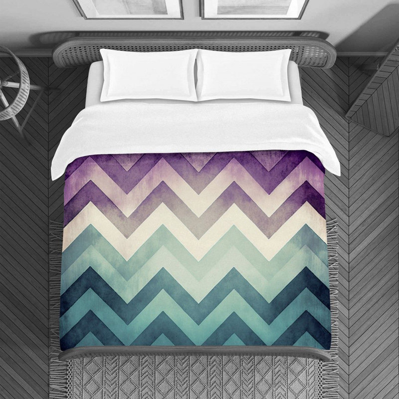 Chevron Stripes Bedding Pattern Duvet Cover Blue/Purple, Twin Duvet Cover