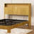Queen Size Bed Frame With Storage Headboard, Built-In Charging Station, Wavy Curved Lines Design, Silent Operation, Metal Support, Natural-438327680-438327682