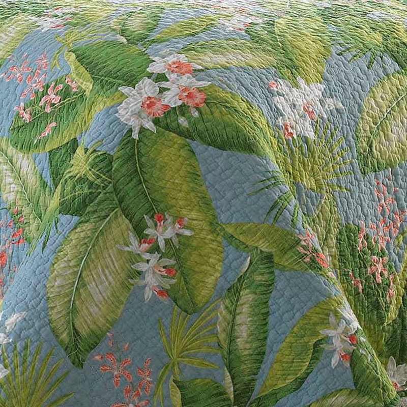 Tommy Bahama Aregada Dock Cotton Reversible Quilt Set, King Quilt + 2 King Shams, Blue
