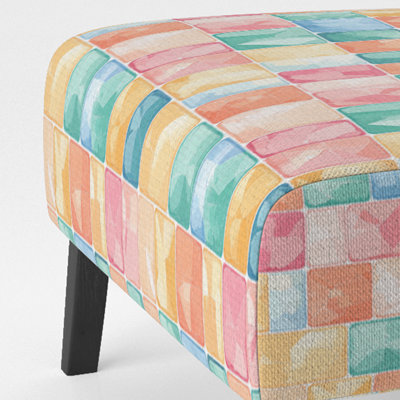 French Country Upholstered Chair - yellow and blue Pastel bubble  Tiles Yellow Slipper Chair