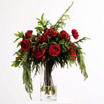 Arrangement floral mixte en vase