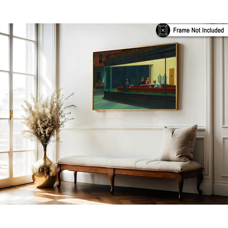 Edward Hopper - Nighthawks, Unframed, Poster, 11"H x 14"W