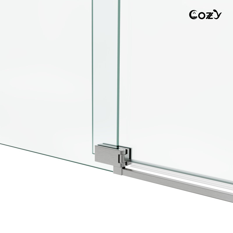 56-61" W x 76" H Frameless Single Pivot Shower Door with Clear Tempered Glass, Shatter-Resistant Film & Installation Hole Locator