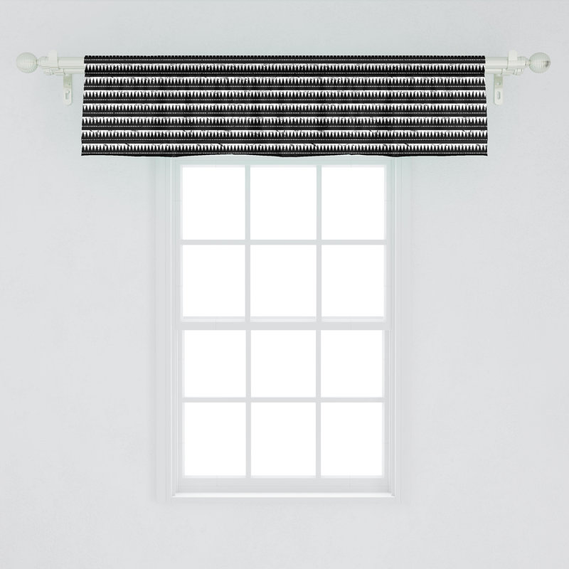 Cantonnière Ambesonne Aztec, lot de 2 zigzags à chevrons style grunge noir et blanc