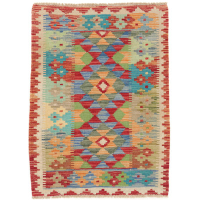Geometric Wool Hand Woven 60cm X 90cm Area Rug