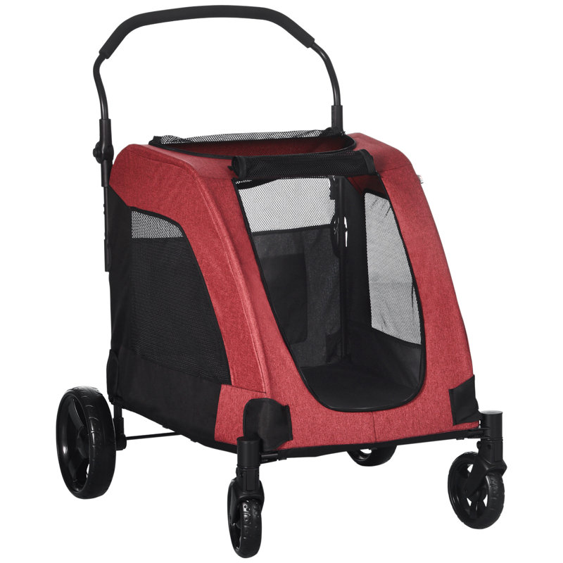 Pawhut Foldable Pet Stroller with Detachable Carrier
