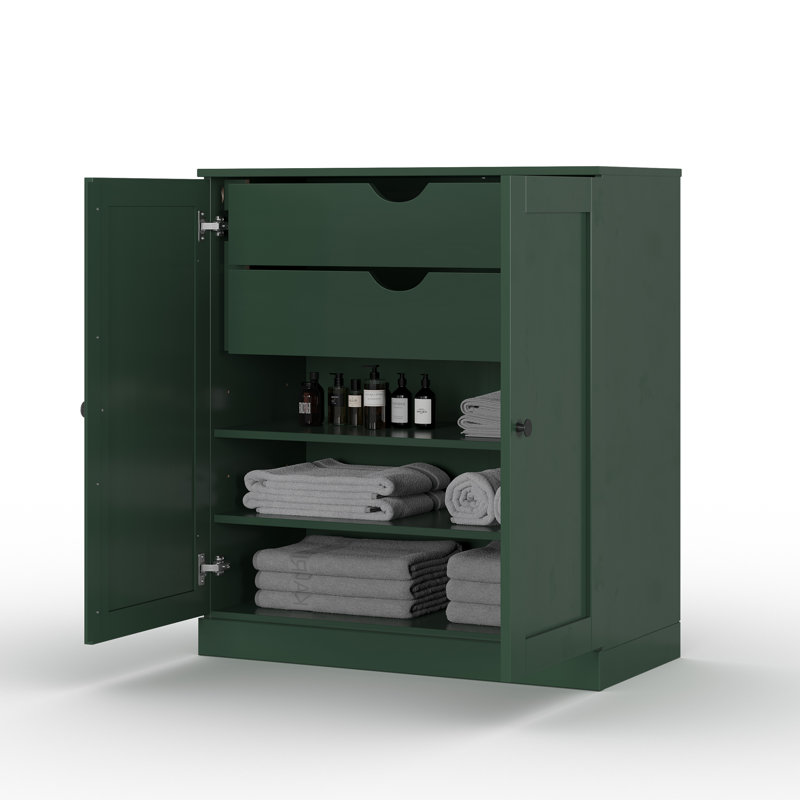Armoire de rangement de salle de bain 32 po avec portes Shaker, 2 tiroirs et tablettes réglables Palace Imports, Vert