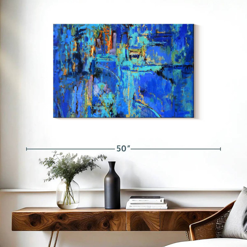 Avery bleu royal abstrait, H 24 po x l 36 po