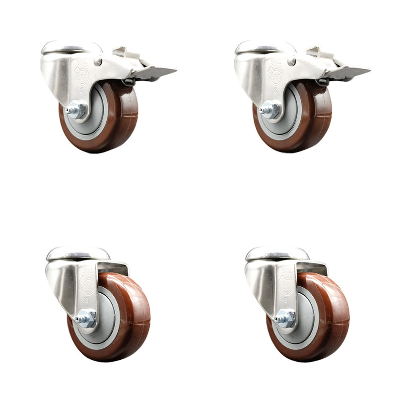Roulettes pivotantes, Marron, H 3 po x l 3 po