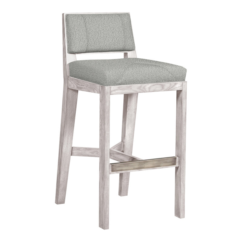 Scoville By Thom Filicia Upholstered Counter Stool with Solid Wood Frame, Dove Gray, Tarbee Dove