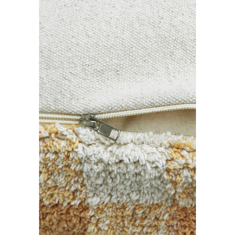 Vichy Square Pouf, Honey