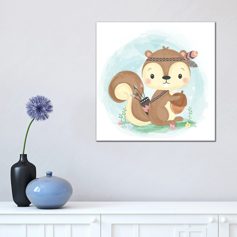 Squirrel For Children's Room by Art Mirano - Wrapped Canvas Painting, 45.72 cm H x 45.72 cm W