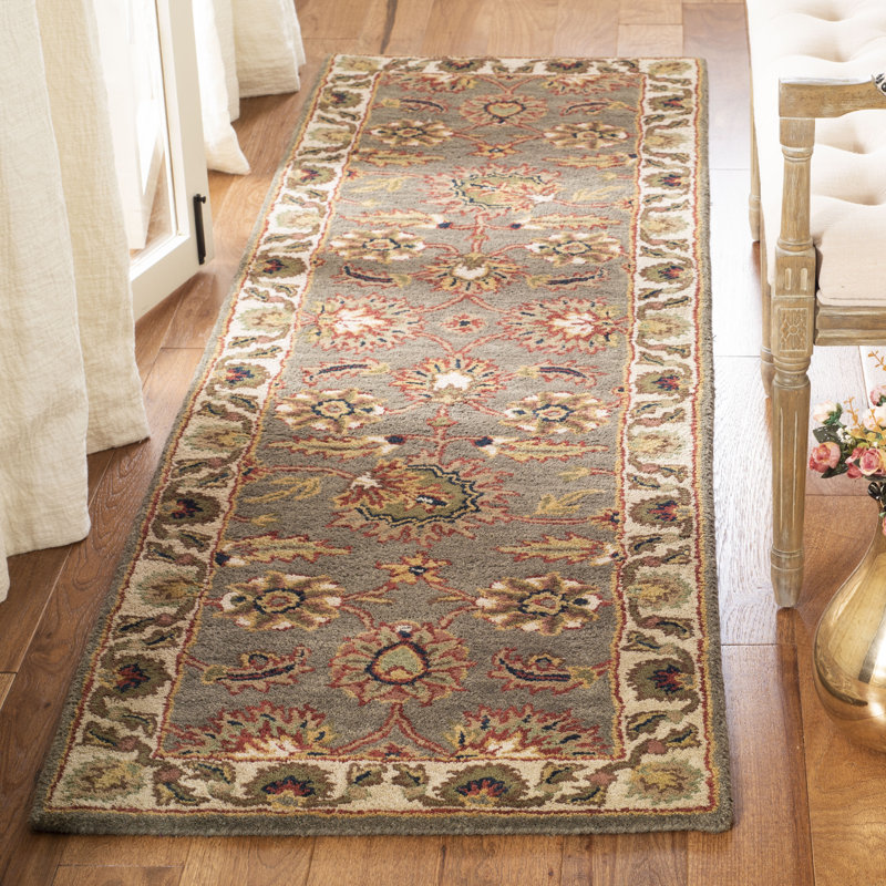 Tapis oriental en laine touffeté à la main Alg, Tapis de couloir 2 pi 3 po x 8 pi