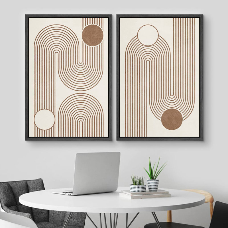 Ensemble de 2 peintures encadrées sur toile, Noir, H 24 po x l 32 po x P 1,5 po
