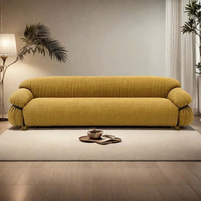 94.49 inch fabric yellow underwire sofa