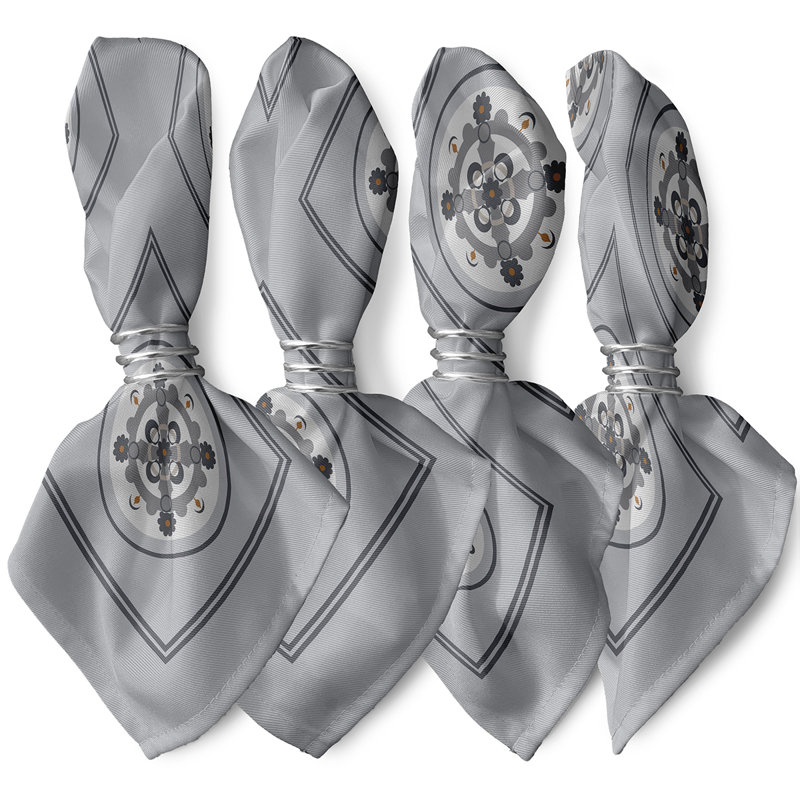Ensemble de serviettes 4 pièces Souihla, L 18 po x L 18 po, Gris / gris foncé