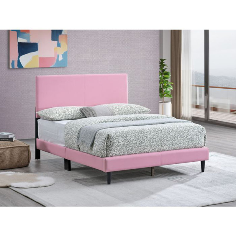 Lit double Baron (matelas non inclus), Double, Rose