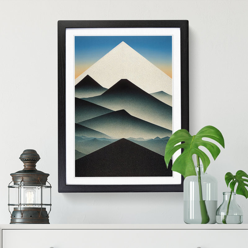 Mountain In Abstract Design - Picture Frame Print, 64cm H x 46cm W, Black