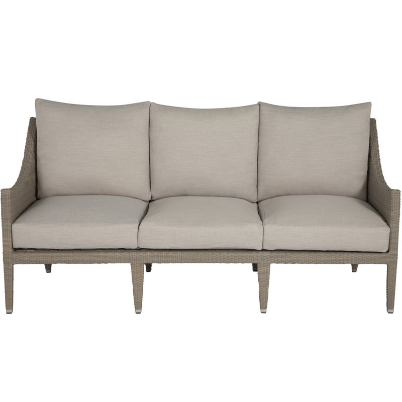 Athena N-Dura Resin Wicker Outdoor Sofa, No Welt, Bali Pearl, Oyster