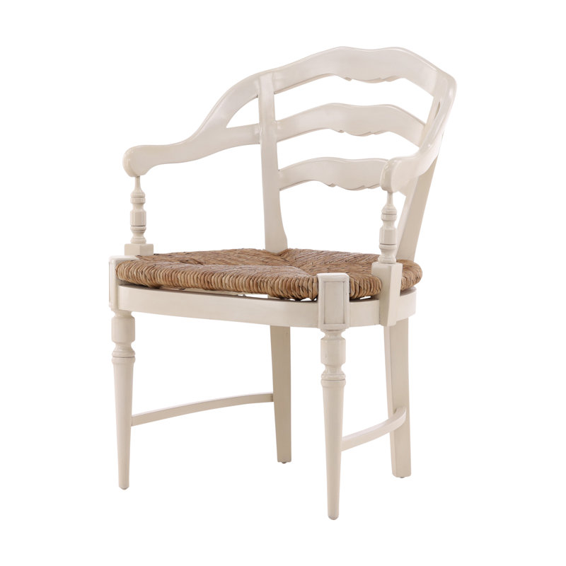 Furniture Classics Maverick Mahogany Rush Seat Arm Chair, Cream
