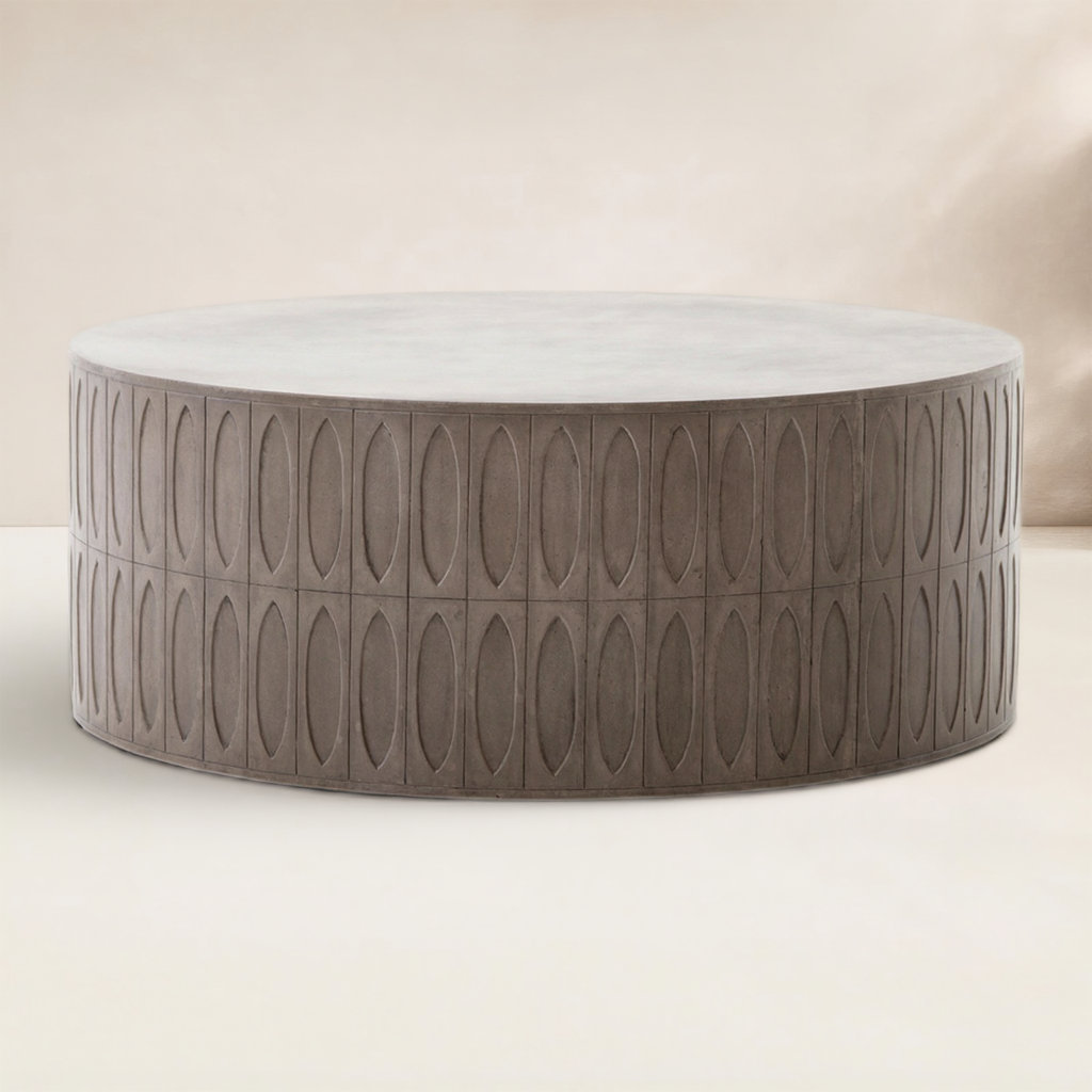 Karelia 42'' Stone Outdoor Coffee Table, Gray Concrete