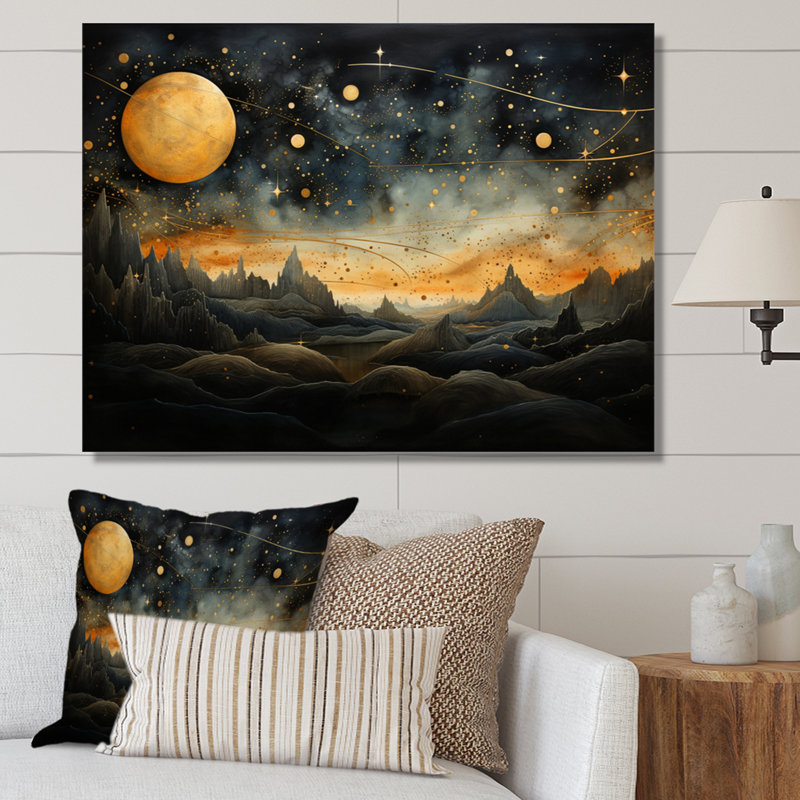 " Yellow Black Universal Wonders ", 24" H x 32" W x 1" D, Wrapped Canvas