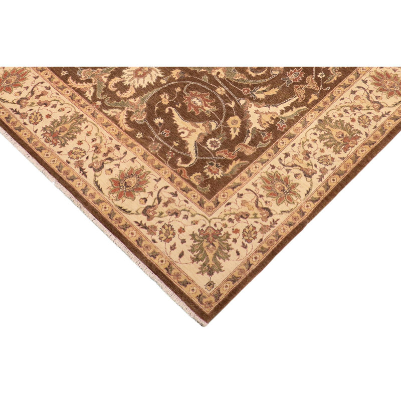 Tapis oriental brun en laine noué à la main 8 pi 2 po x 11 pi 6 po Baccio