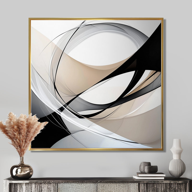 Minimal Geometric Rift I - Abstract Minimalisme, reproduction sur toile, H 30 po x l 30 po, Doré