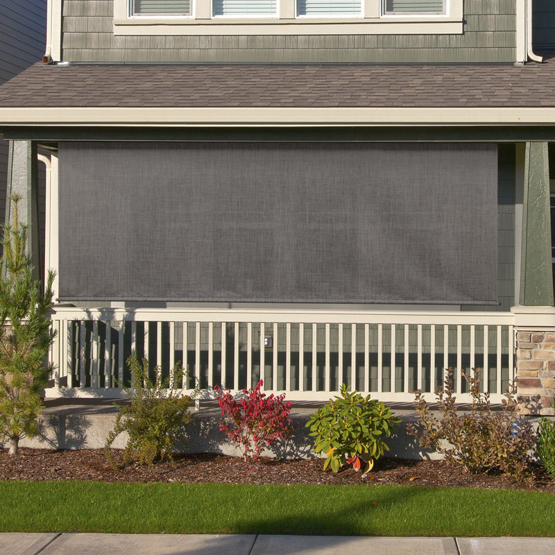 Rideau roulant extérieur semi-transparent Andreau, L 48 po x L 96 po, Poivre