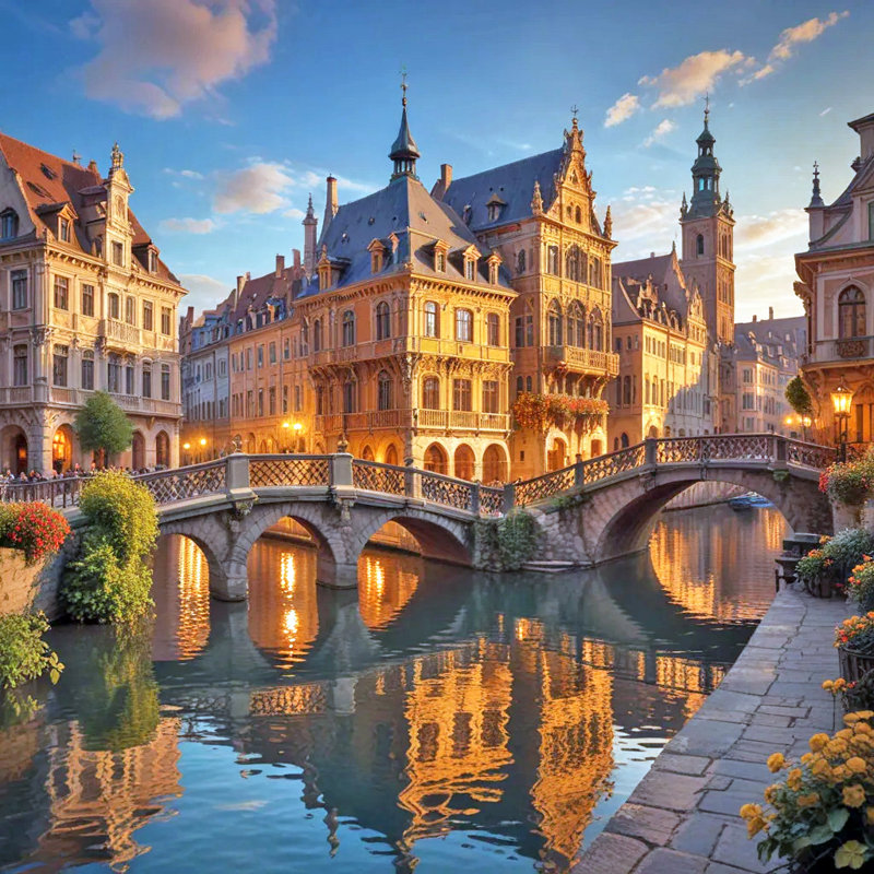 Art mural sur toile Sunlit European Charm, H 12 po x l 12 po x P 1 po