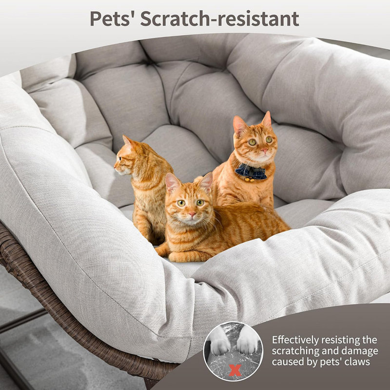 Chaises berçantes d'extérieur pour patio, très grande chaise berçante Papasan d'intérieur avec coussin rembourré