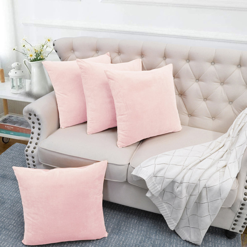 Supersoft Velvet Square Throw Pillow Cover, Rose Quartz