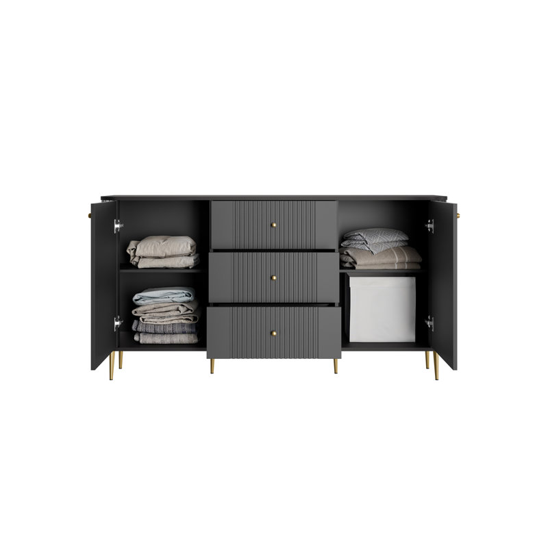 Dayzee Komoda 160 2d3sz - egs, Black/Gold