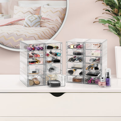Sorbus Clear Storage and Organizer Bins with Drawers, 4 Pcs Stackable Storage Cases for Office, Kitchen, Crafts, and More, 22 Drawers