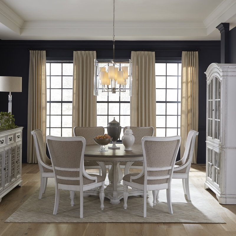 Colchester 6 Person Round Pedestal Dining Table Set