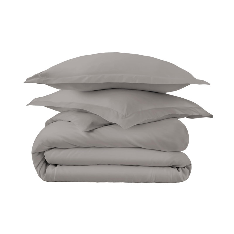 Whisper Organic 100% Organic Cotton Duvet Cover King Size - Naturally Soft Lightweight & Cooling Duvet Cover Set With Decorative Shams - Premium Gots Certified 300 Thread Count Sateen Weave (King, Stone)