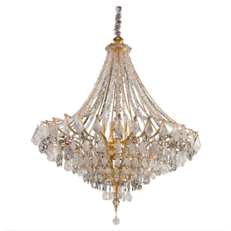 Lustre en cristal Agate, Bronze brillant, Fumée, 20 po de diamètre x 22 po de hauteur