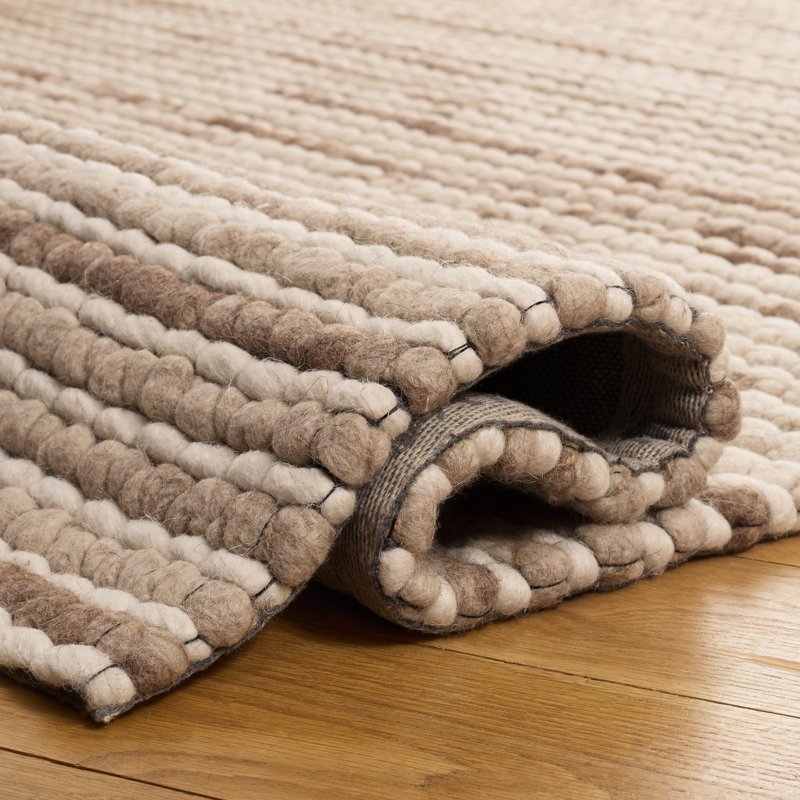 Sumler Hand Woven Wool Striped Rug, Square 6'
