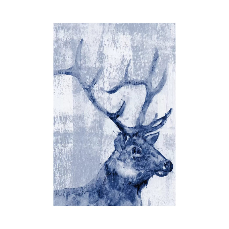 Indigo Elk 1 Piece Wrapped Canvas Painting, 20.32 cm H x 30.48 cm W