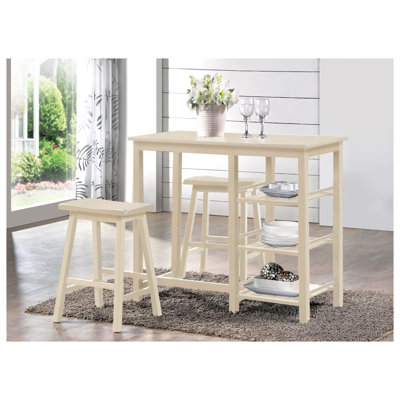 Ensemble de salle à manger à hauteur de comptoir 3 pièces avec tablettes de rangement Nyssa