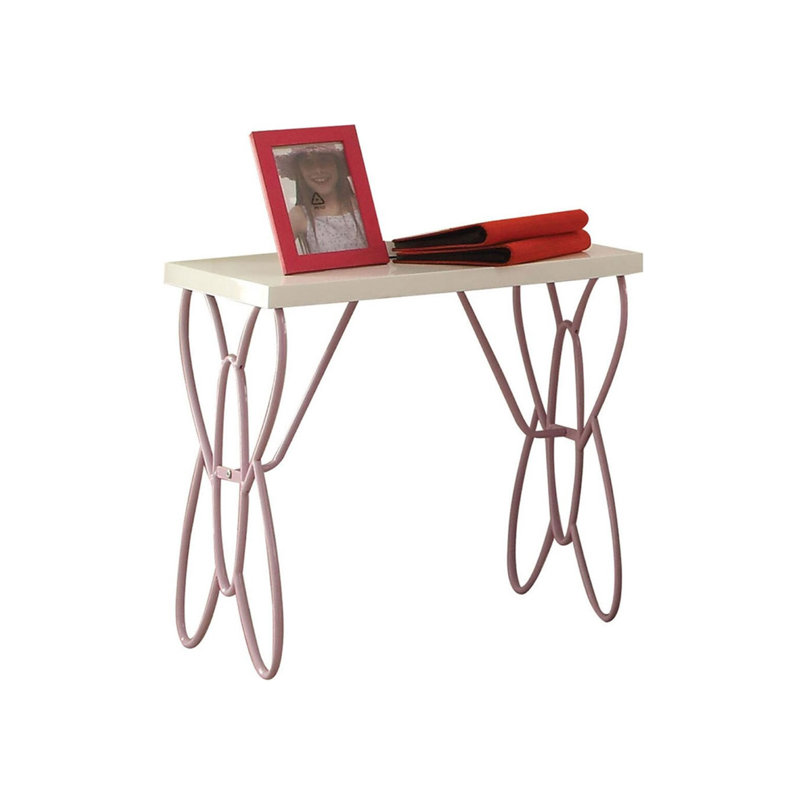 Table de chevet blanche et mauve clair