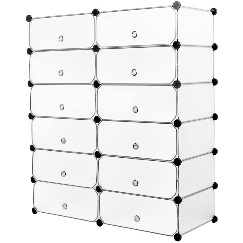 24 Pair Stackable Shoe Storage Box, White