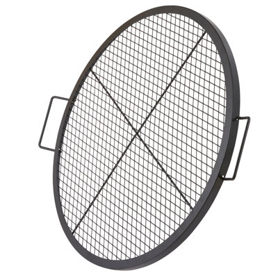 Foyer de cuisson rond de 76 cm (30 pouces), grille en acier robuste, facile à transporter pour les barbecues en plein air, grille à mailles hautes pour une efficacité de chauffe optimale, avec poignée, idéal pour les repas à haute température.